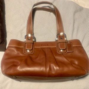 COACH SOHO PLEATED BROWN LEATHER TOTE